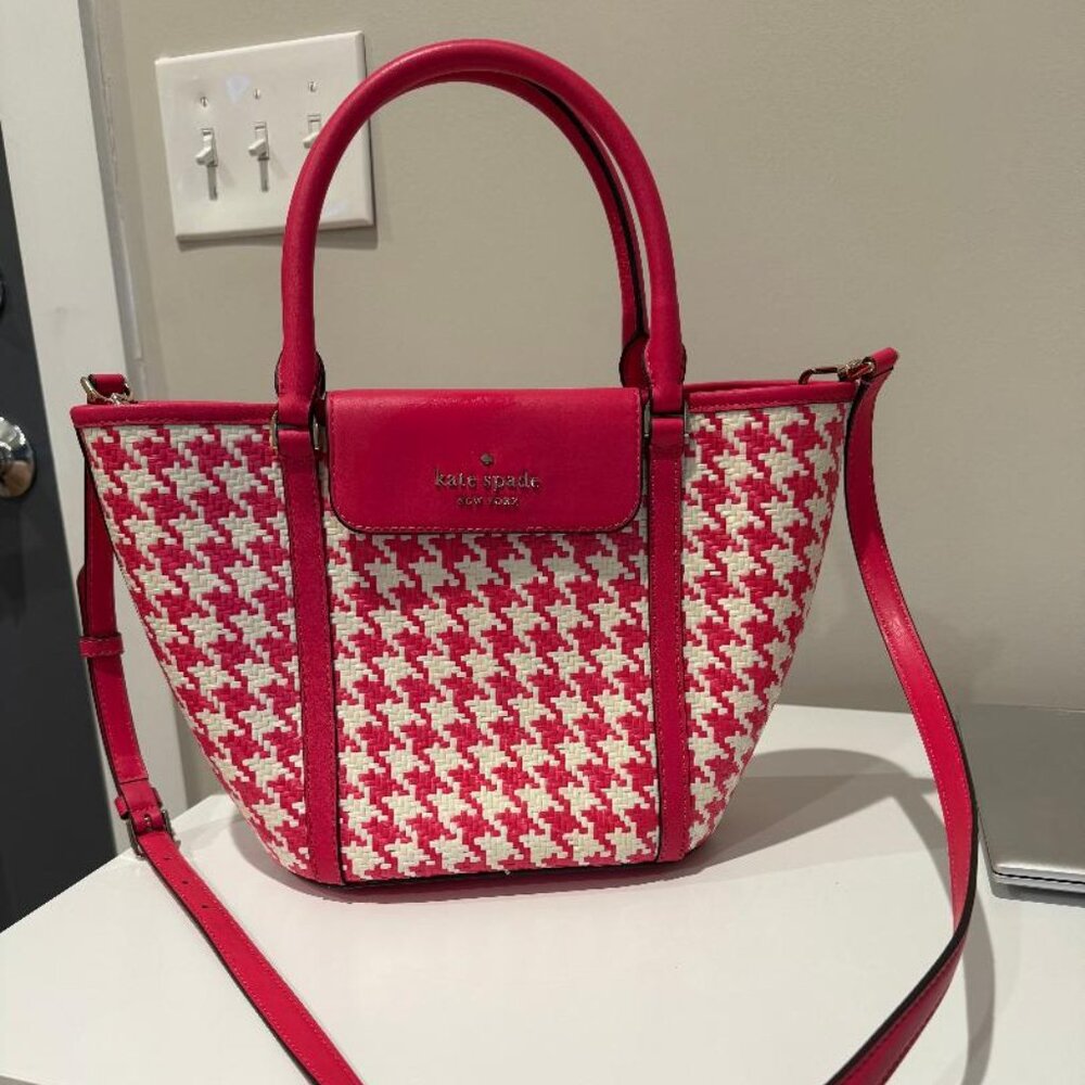 Kate Spade Hayden Small Tote – Pink Houndstooth